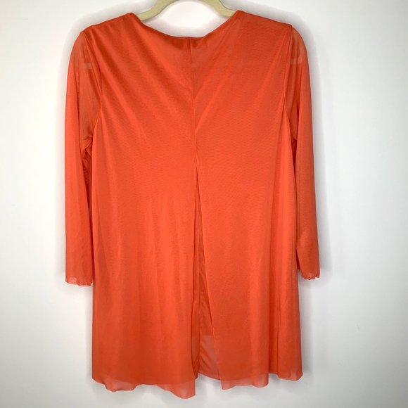 CARMEN MARC VALVO Orange‎ Sheer Mid Sleeve Blouse Sz M - Picture 5 of 10